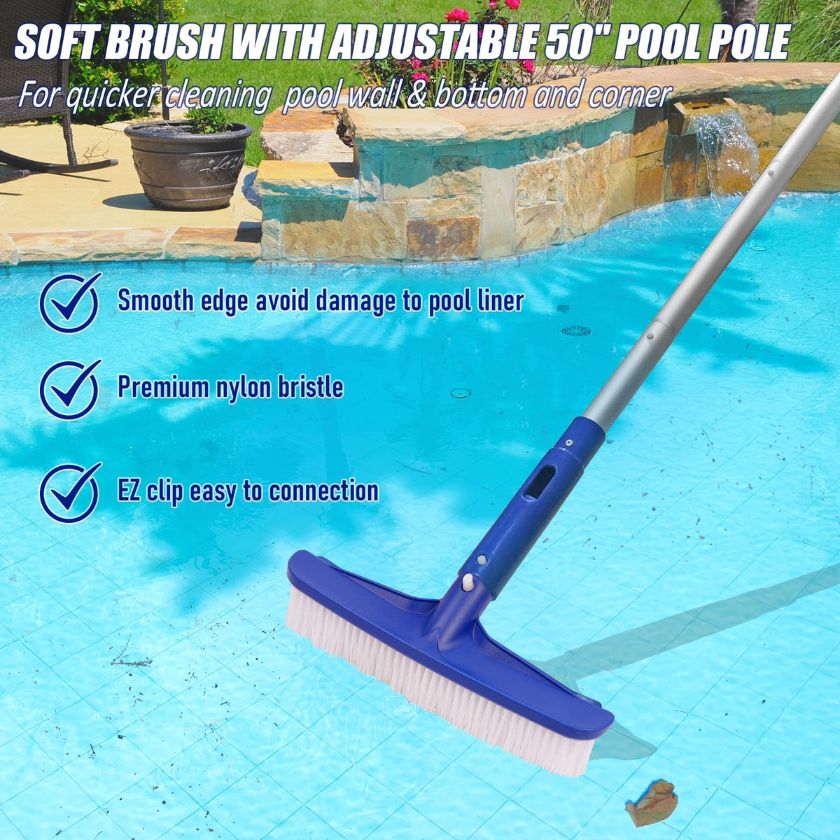 Poolvio middle bag skimmer net with durable aluminum frame
