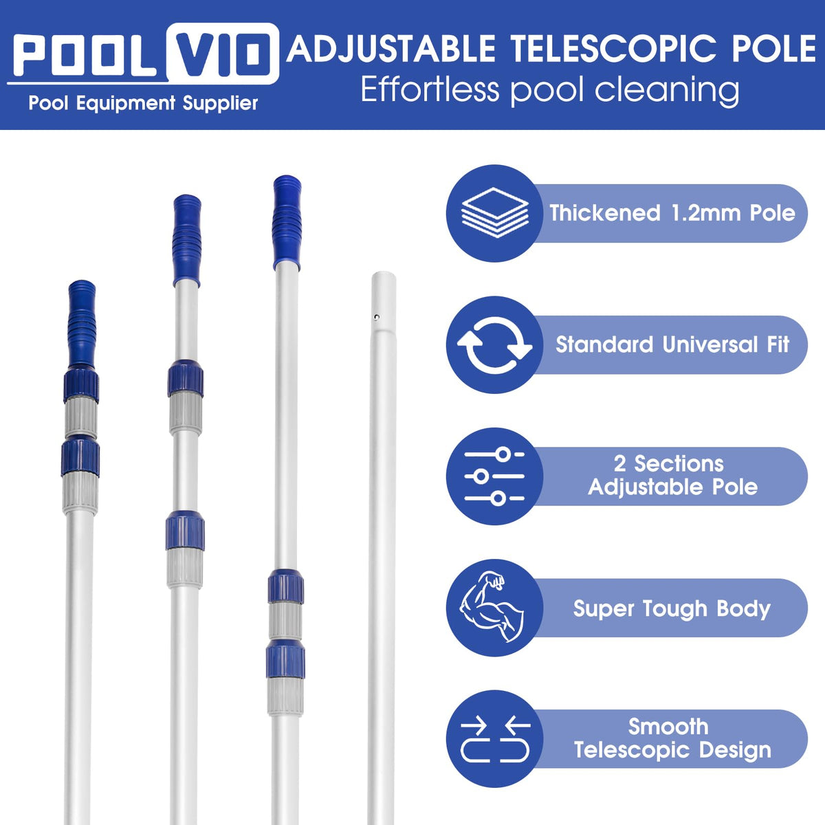 Poolvio secure locking cams provide stable operation while brushing or netting.