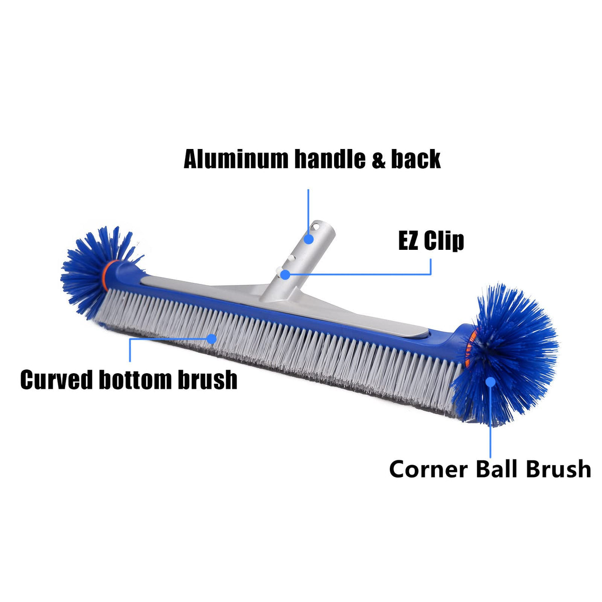 Poolvio Professional bottom curved bristles reach grooves and ledges.