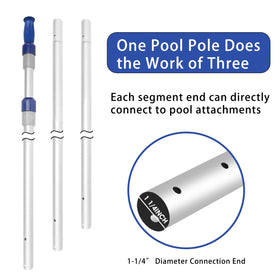 Poolvio three-piece aluminum pole providing durable pool maintenance.