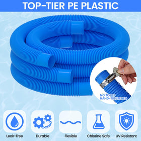 Poolvio six metal thumb clamps highlight tool-free, secure connections.