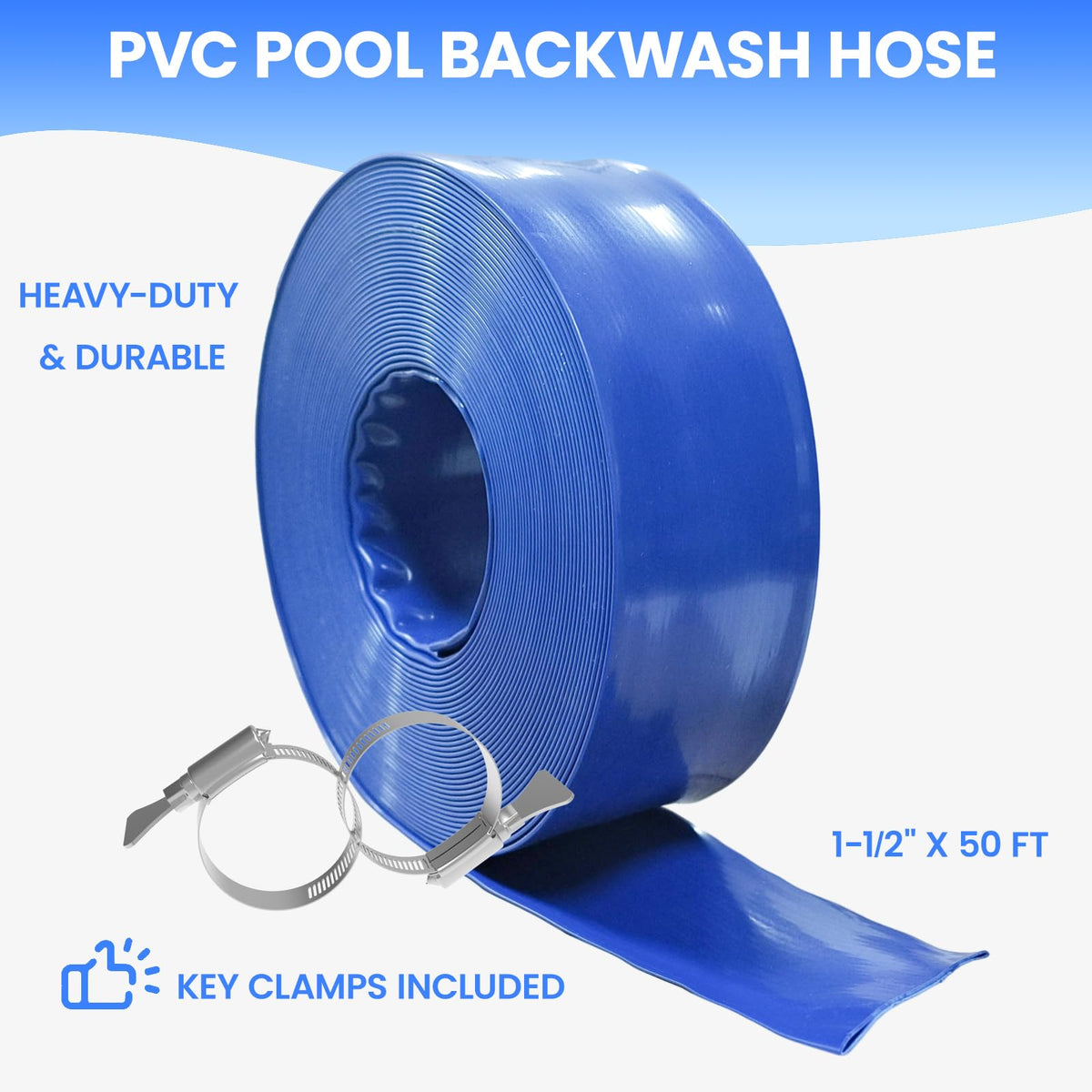 Poolvio stainless-steel thumb screw clamps secure leak-free connections.