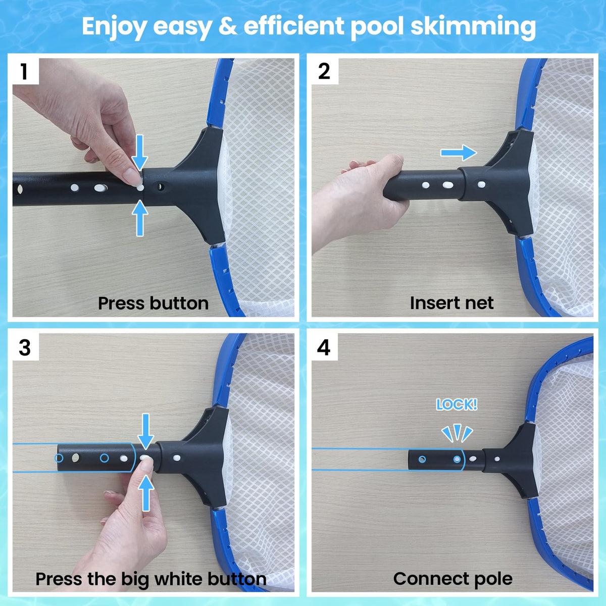 Poolvio universal pole clip attaches securely to standard poles