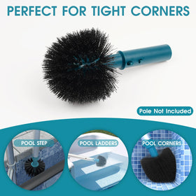 Poolvio brush cleans walls, floors, and steps efficiently.