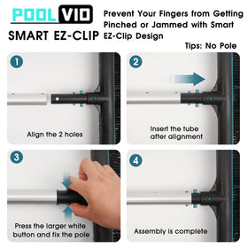 Poolvio wavy nylon bristles lift tough grime from pool walls.