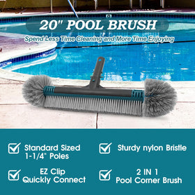 PoolWhale 13-inch straight wall brush targets vertical surfaces precisely.