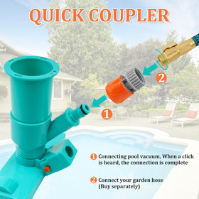 Poolwhale 6-section telescopic pole extends reach for hard-to-reach spots.