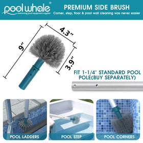 PoolWhale 9-inch pool corner brush reaches tight corners.