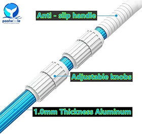 POOLWHALE blue anodized aluminum pole showing durable construction.
