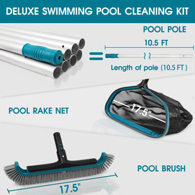 POOLWHALE brush head shows a 17.5-inch wide surface for thorough debris removal