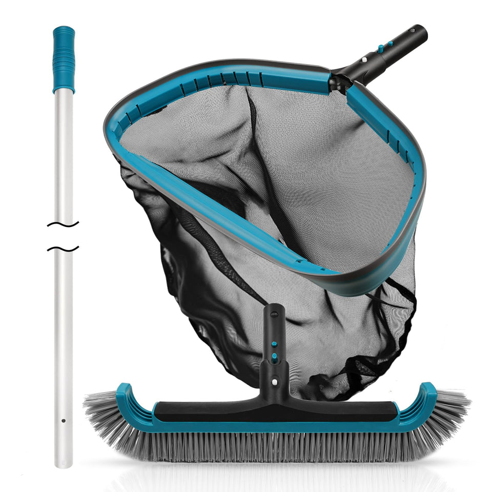 POOLWHALE cleaning kit with aluminum pole for easy pool maintenance