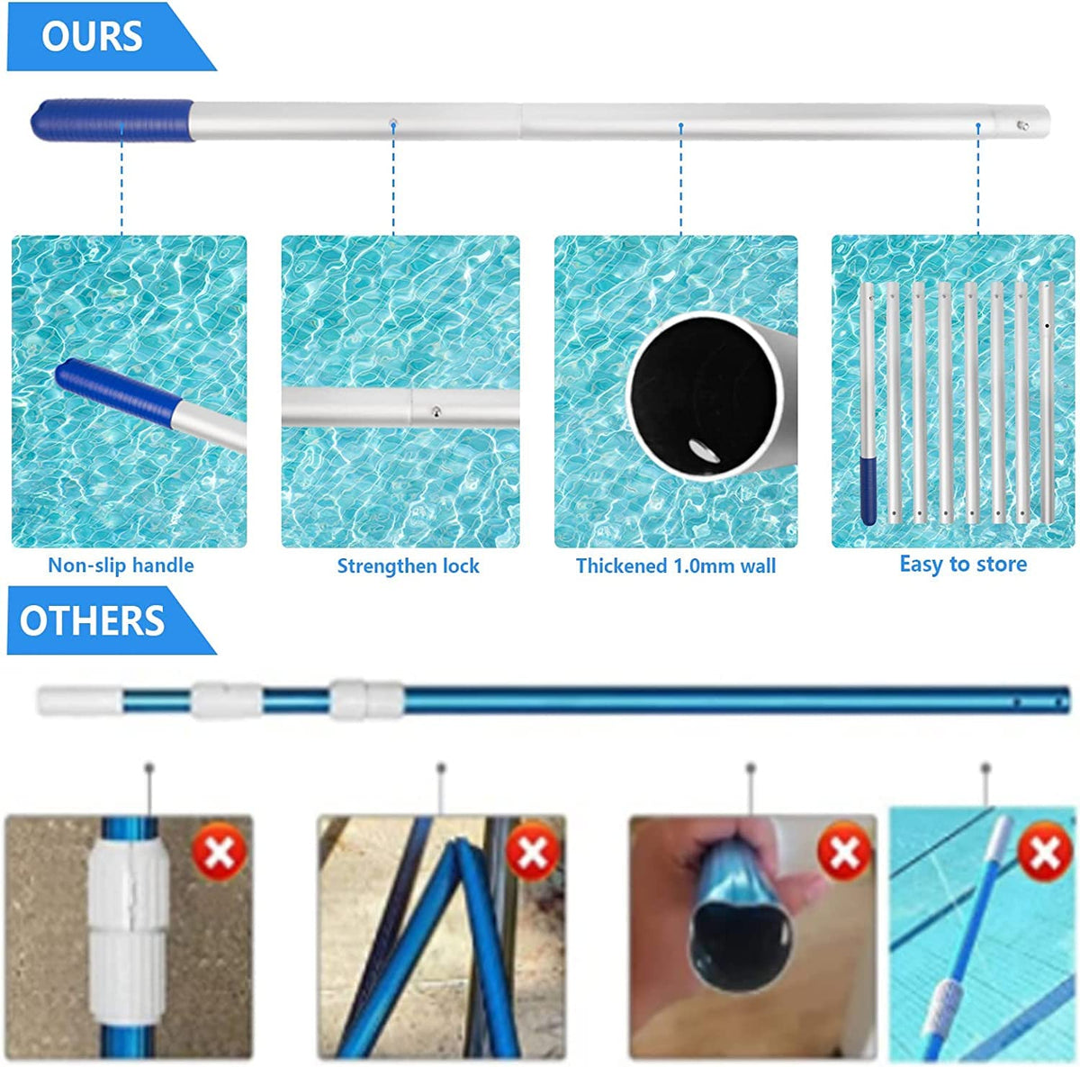 POOLWHALE compact retractable form stores easily after use.