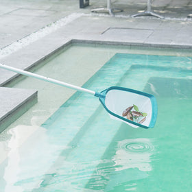 POOLWHALE compact storage skimmer for easy garage or shed use.
