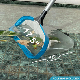 POOLWHALE fine-mesh net catches pollen and small debris effectively.