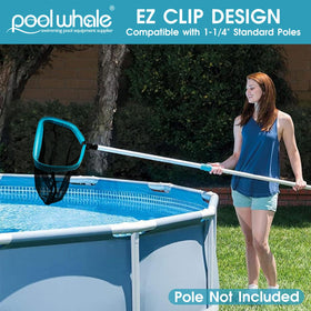 POOLWHALE deep mesh pocket holds more debris before dumping.
