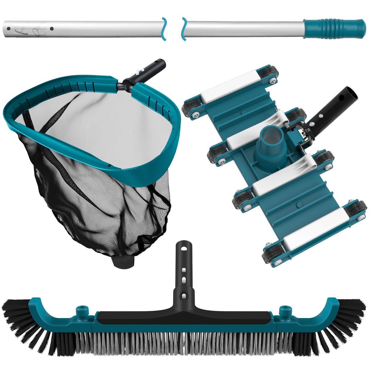 POOLWHALE deluxe brush head, 22-inch wide for faster scrubbing