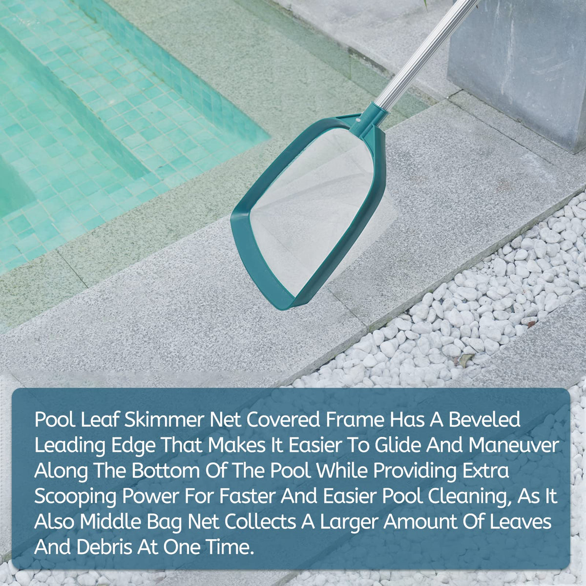 POOLWHALE durable plastic frame protects pool surfaces.