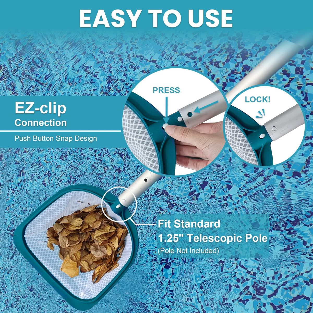POOLWHALE durable plastic frame for long-lasting pool cleaning.
