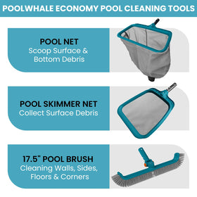POOLWHALE Economy rotatable-brush-head cleans walls from any angle
