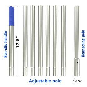 POOLWHALE eight-piece adjustable design allows tailored pole length.
