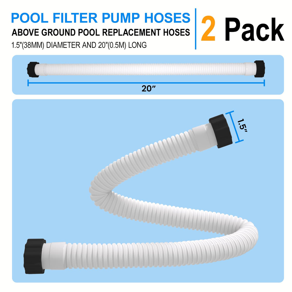 PoolWhale screw-on ends facilitate quick installation on pool filters.