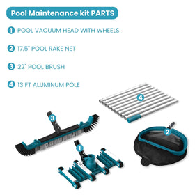 POOLWHALE extendable pole with 13 ft reach for deep-clean efficiency