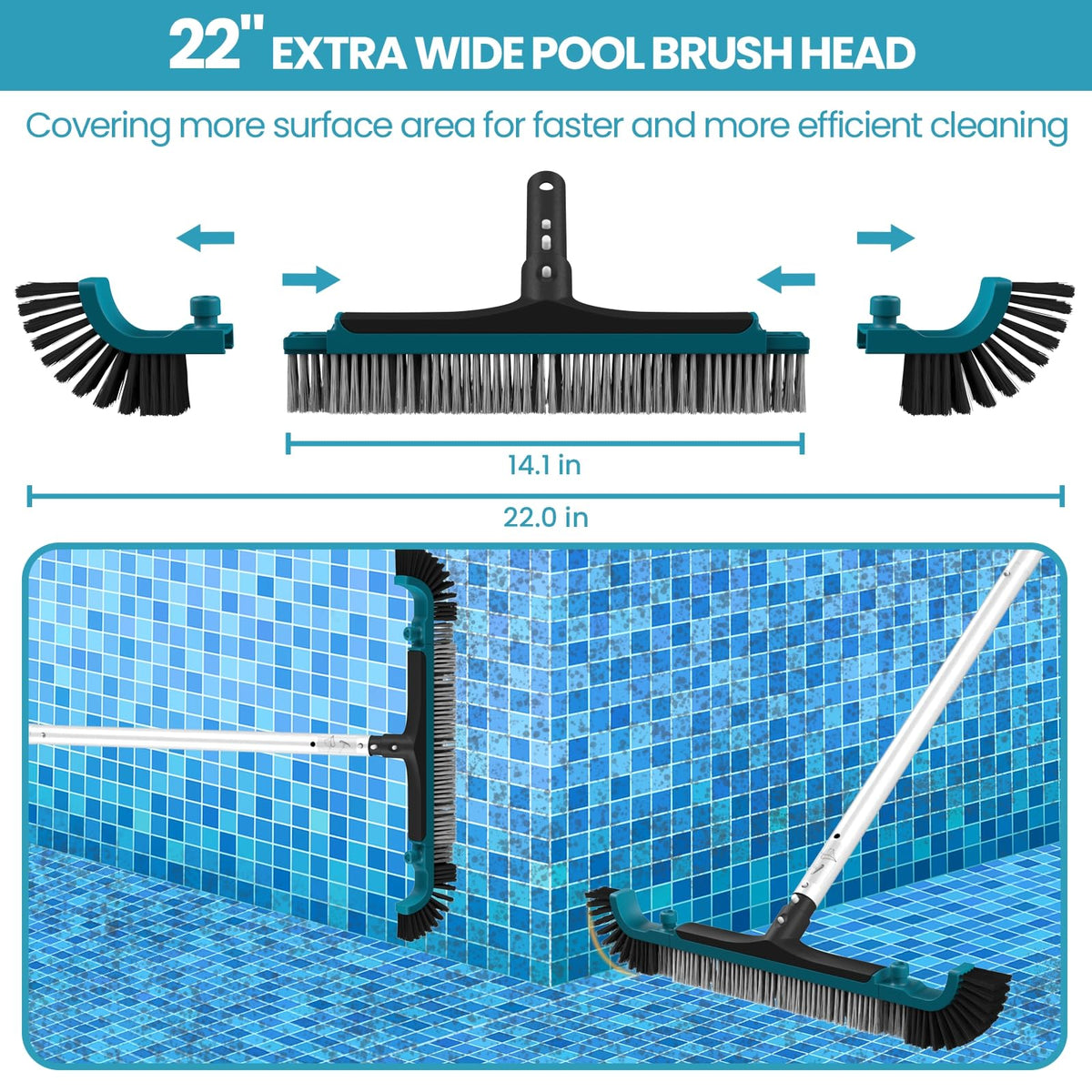 POOLWHALE flexible vac head with hose compatibility for easy setup