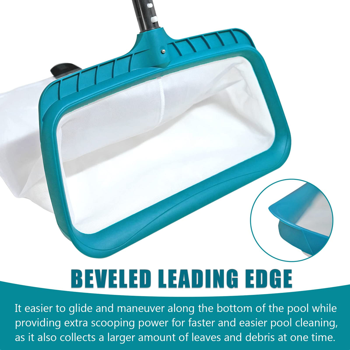 POOLWHALE heavy-duty plastic frame provides durable pool cleaning.