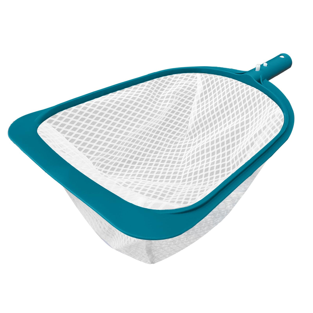 POOLWHALE leaf skimmer net with ultra-fine diamond mesh captures tiny debris for clearer water.