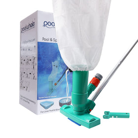 Poolwhale mini jet vacuum cleaner pole helps quick pool debris removal.