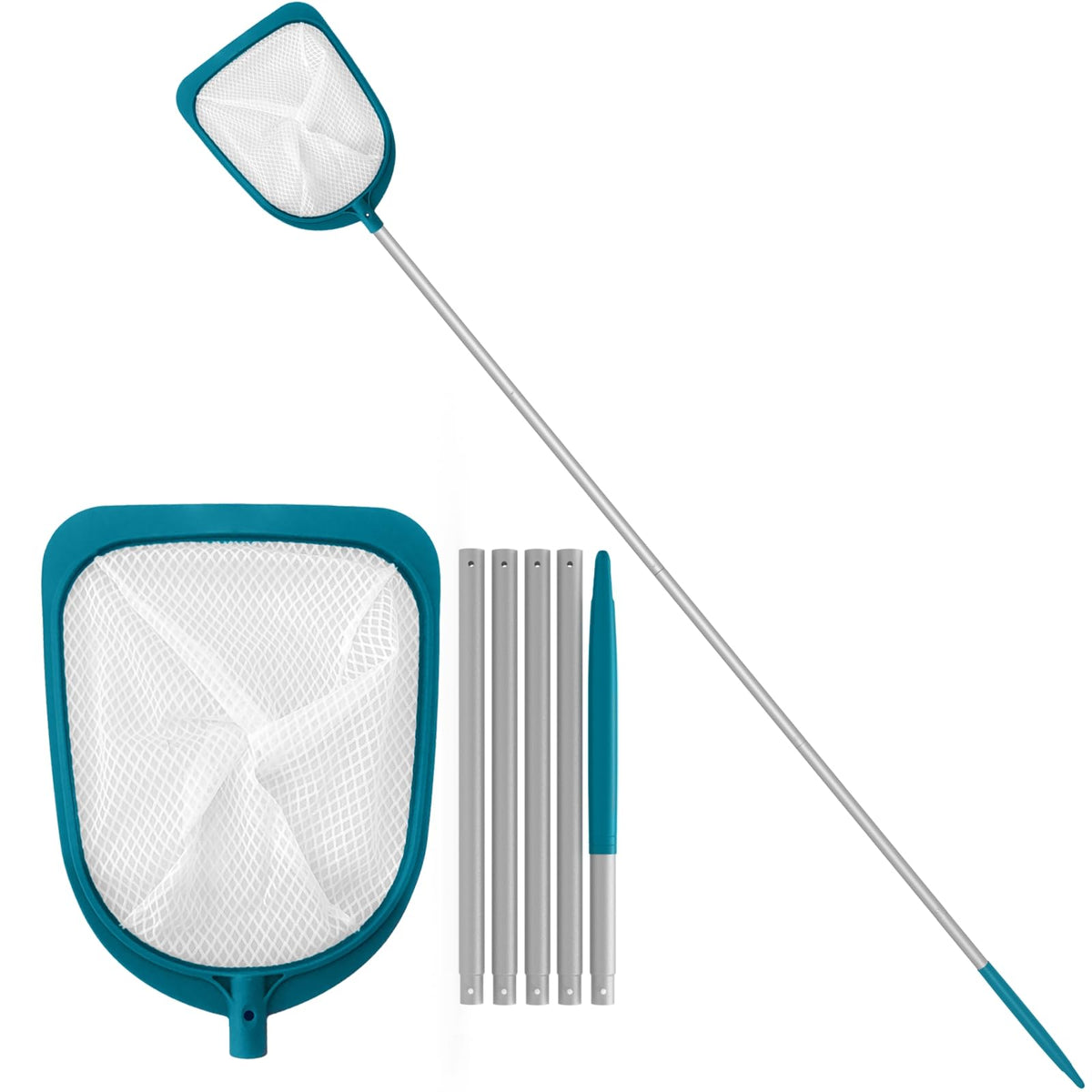 POOLWHALE pool skimmer net with adjustable 48-inch pole for debris removal