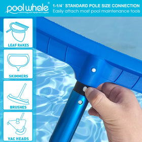 POOLWHALE blue anodized aluminum pole delivers durable, rust-resistant pool cleaning.