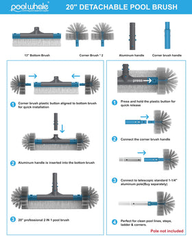 PoolWhale premium nylon bristles offer durable scrubbing power on multiple surfaces.