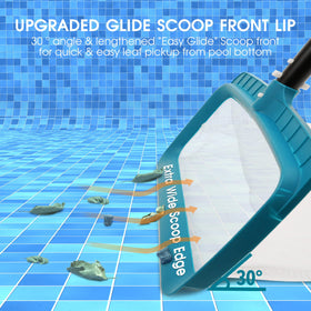 POOLWHALE Fits standard poles for extended reach in any pool shape.