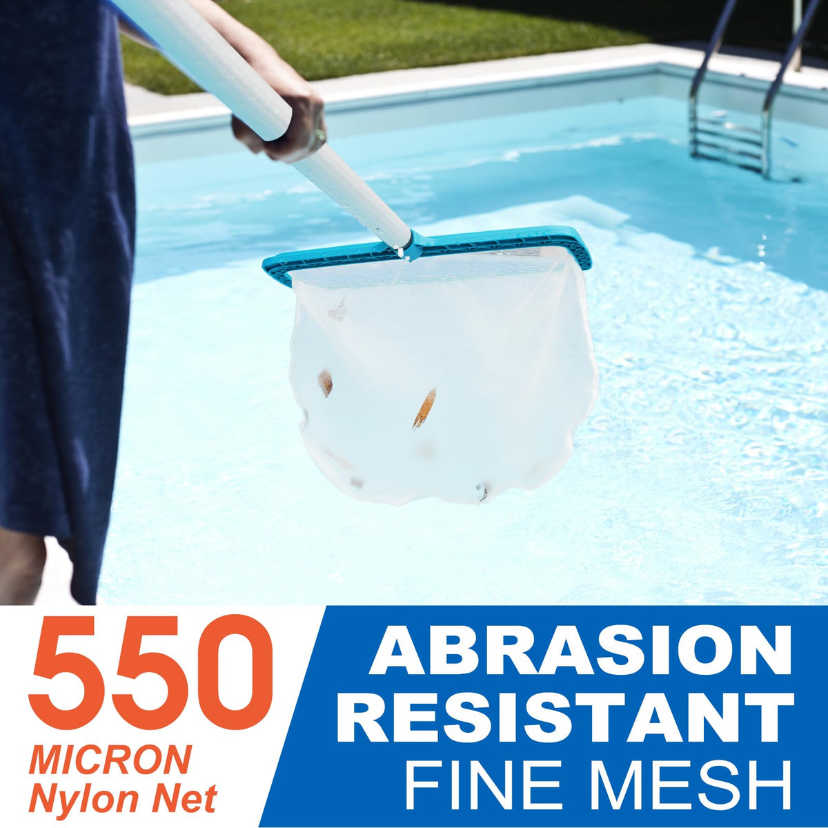 POOLWHALE Ultra Fine Mesh captures leaves and twigs without clogging.