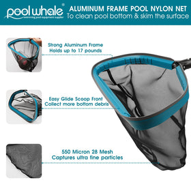 POOLWHALE 17.5-inch skimmer net captures leaves and small debris efficiently