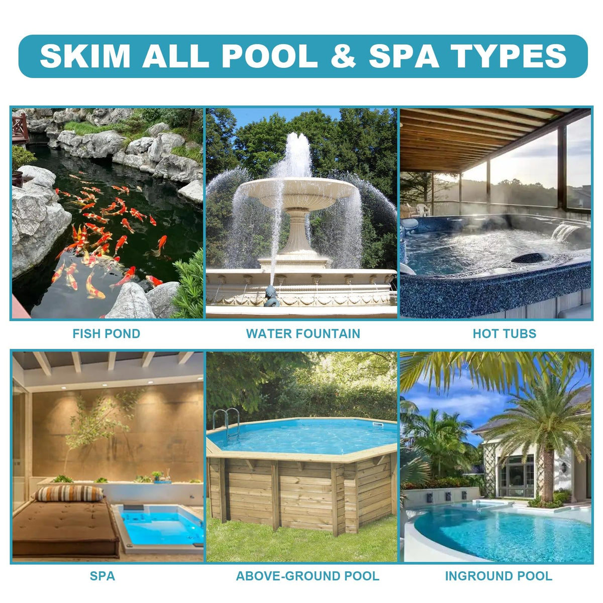 POOLWHALE suitable for pools, hot tubs, spas, fountains, and ponds.