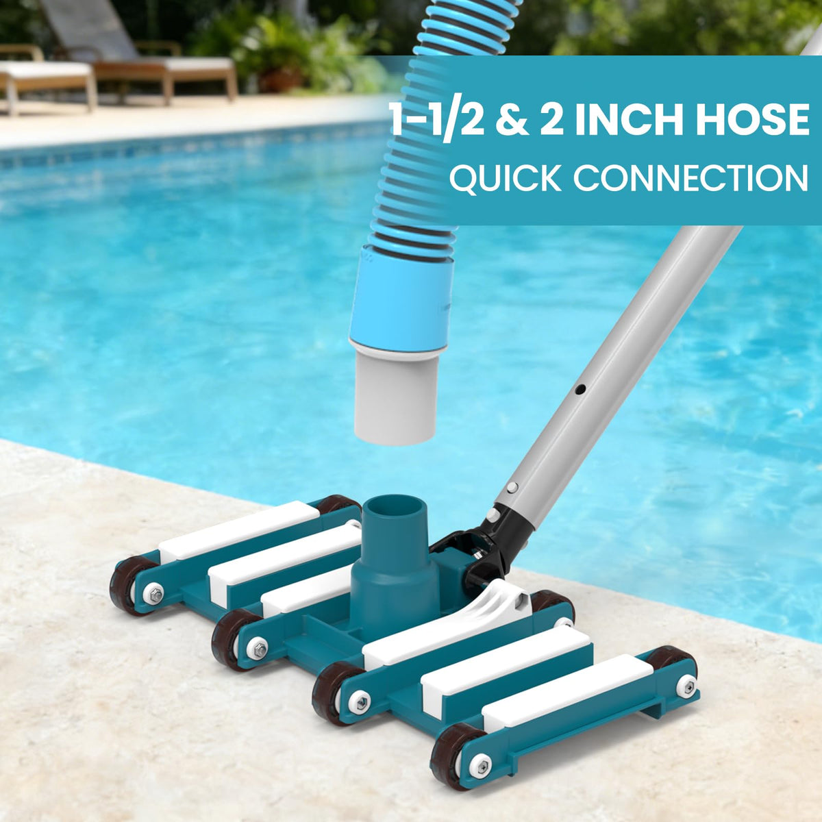 POOLWHALE universal compatibility with standard poles and hoses