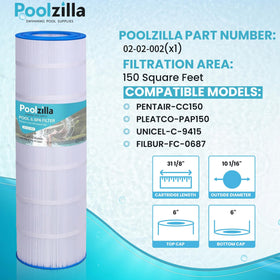 Poolzilla 150-sq-ft filter cartridge delivering strong performance and easy maintenance.