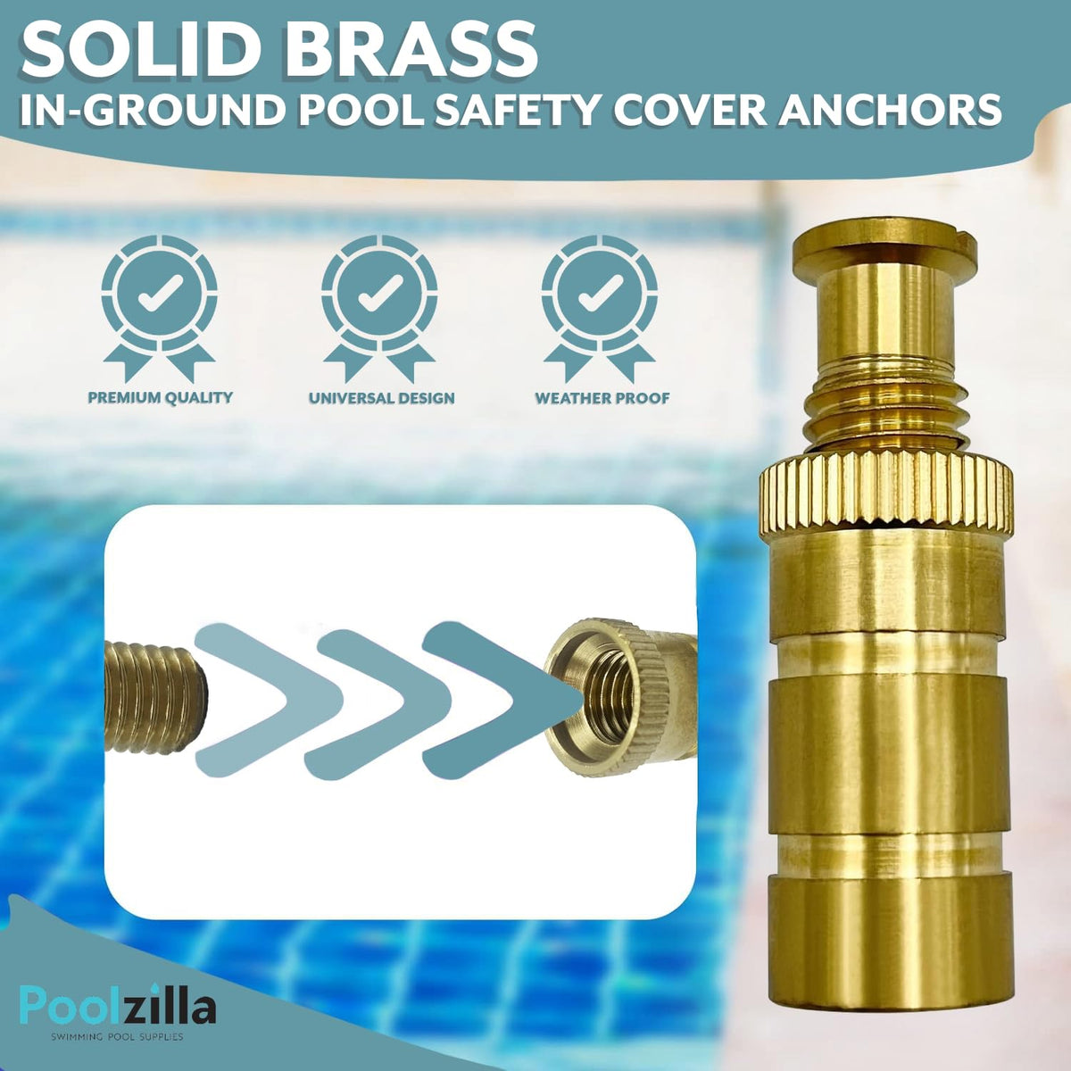 Poolzilla anchor insert and assembly shown for easy installation