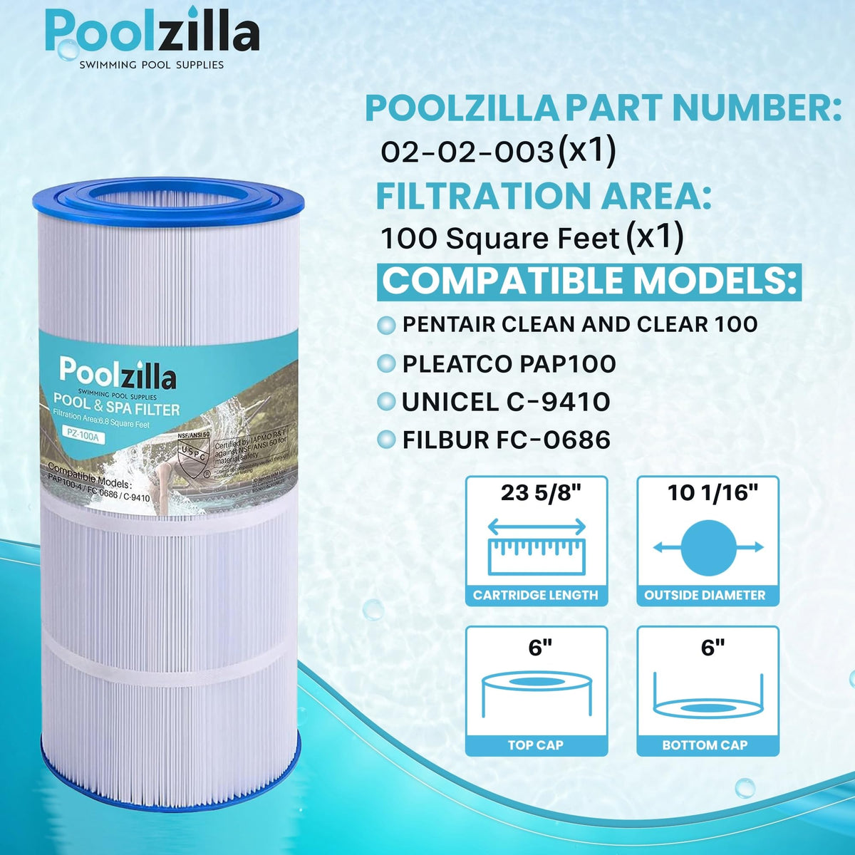 Poolzilla filter compatible with Pentair CCRP100 delivers consistent filtration.