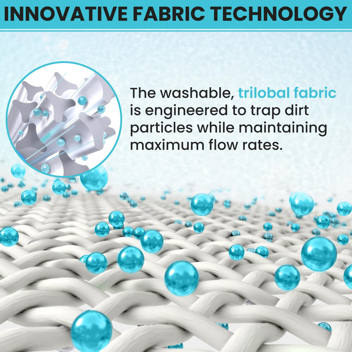 Poolzilla premium-pleated-fabric for durable, long-lasting filtration in outdoor pools.