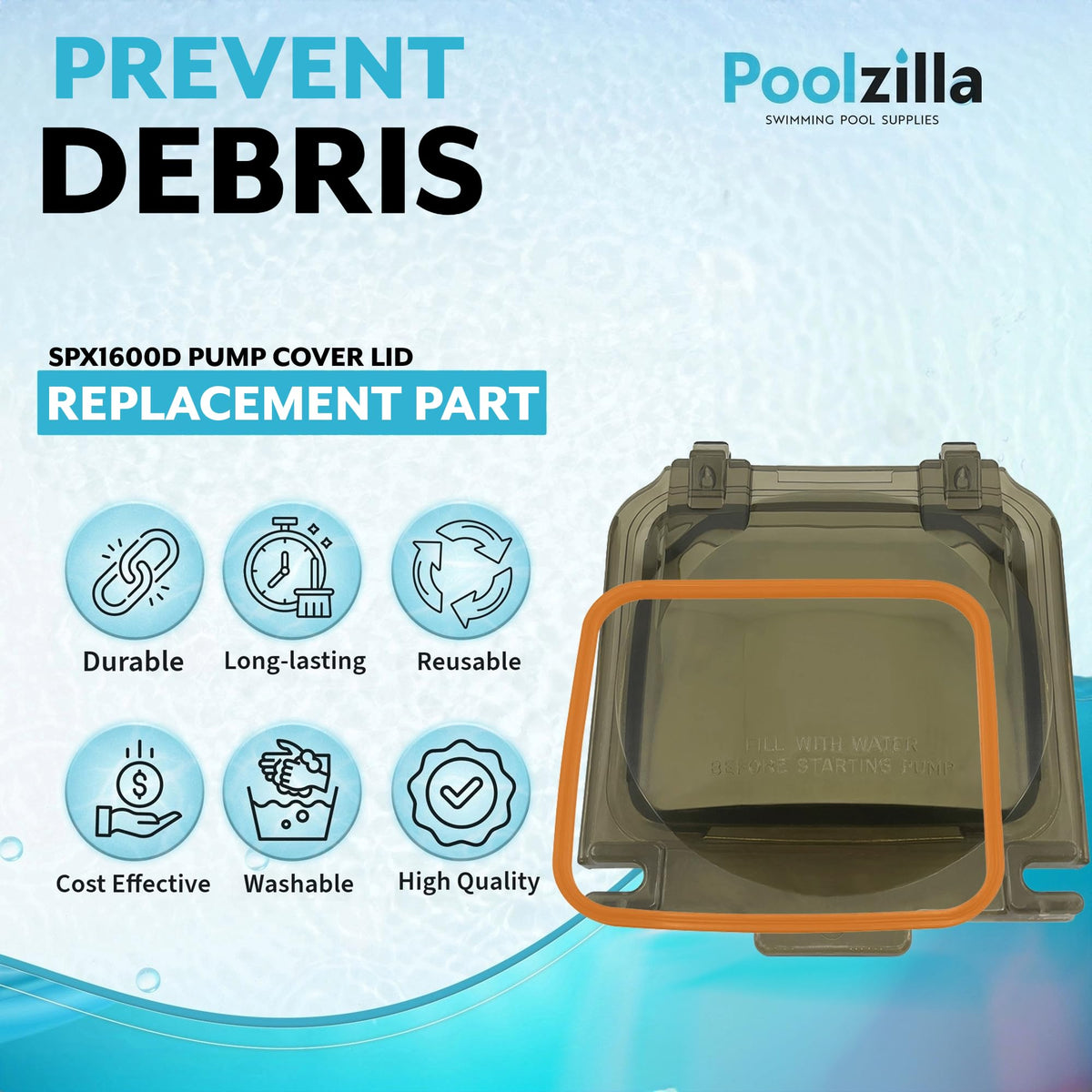 Poolzilla pump basket cover included for complete replacement.