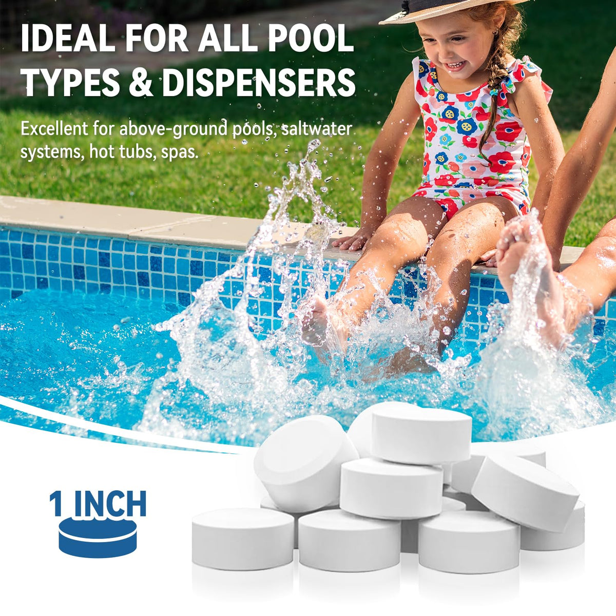PooolWavify 1-inch tablet UV stable for outdoor pool protection