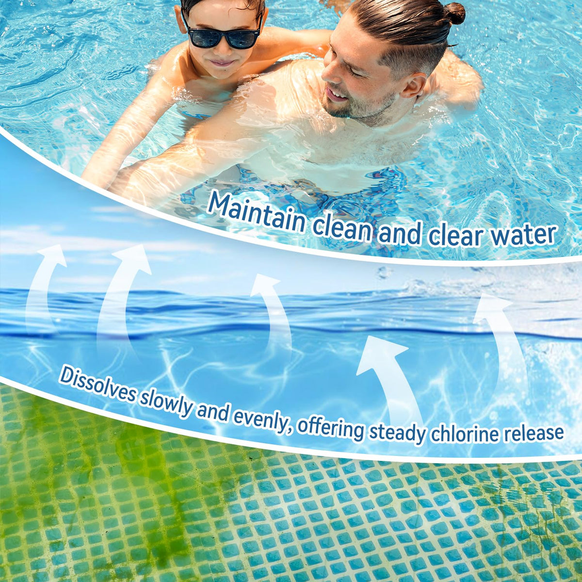 PooolWavify helps maintain crystal-clear water with stabilized chlorine