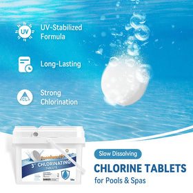 UV-stabilized PooolWavify tablet in sunlight extends chlorine protection