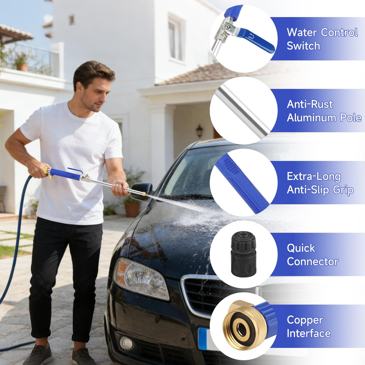POOPLE patio and car-washing wand enables quick outdoor cleaning