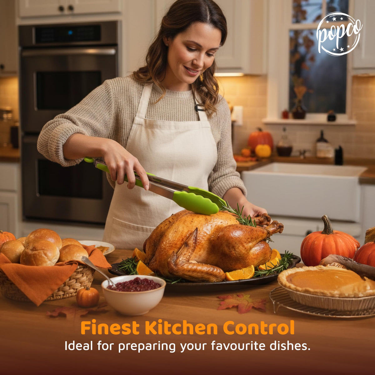 Popco tongs 9-inch usage suited for precise flipping and tossing.