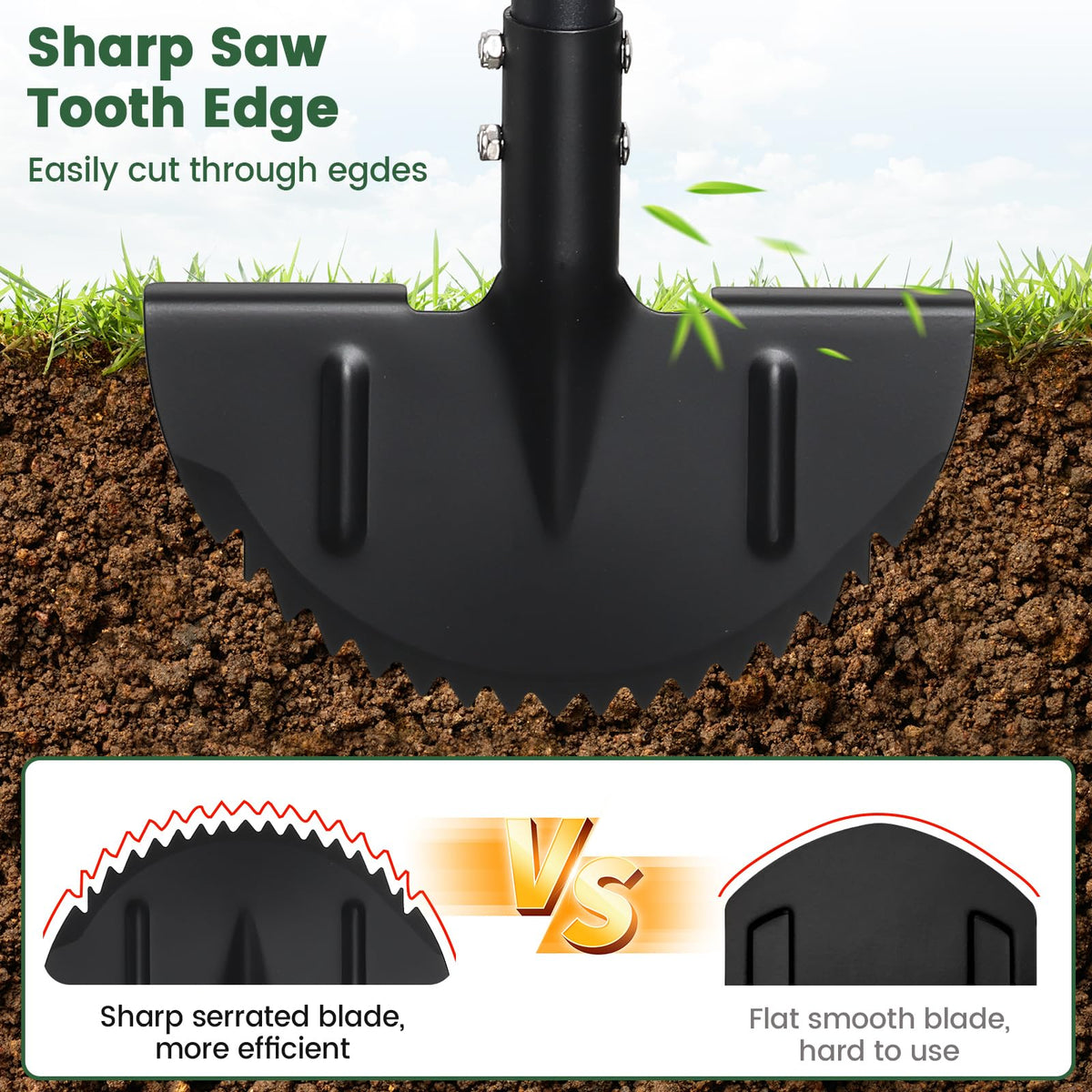 PoPoHoser Edger shows 38–49 inch adjustable handle enabling standing edging.