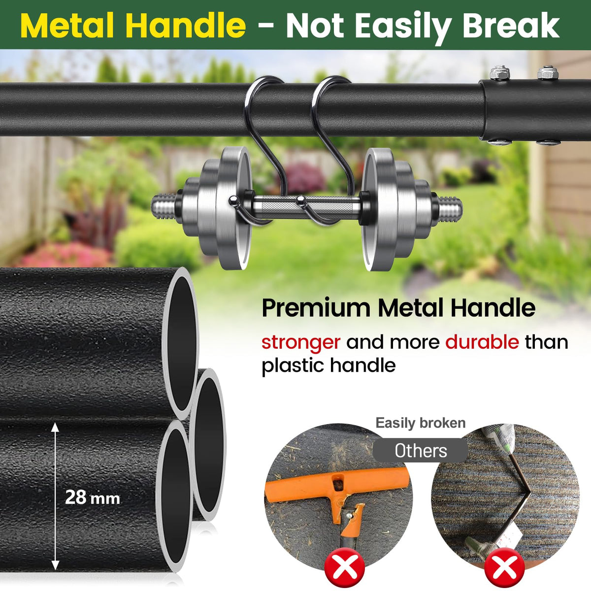 PoPoHoser Edger uses weather-resistant metal for long-lasting outdoor use.